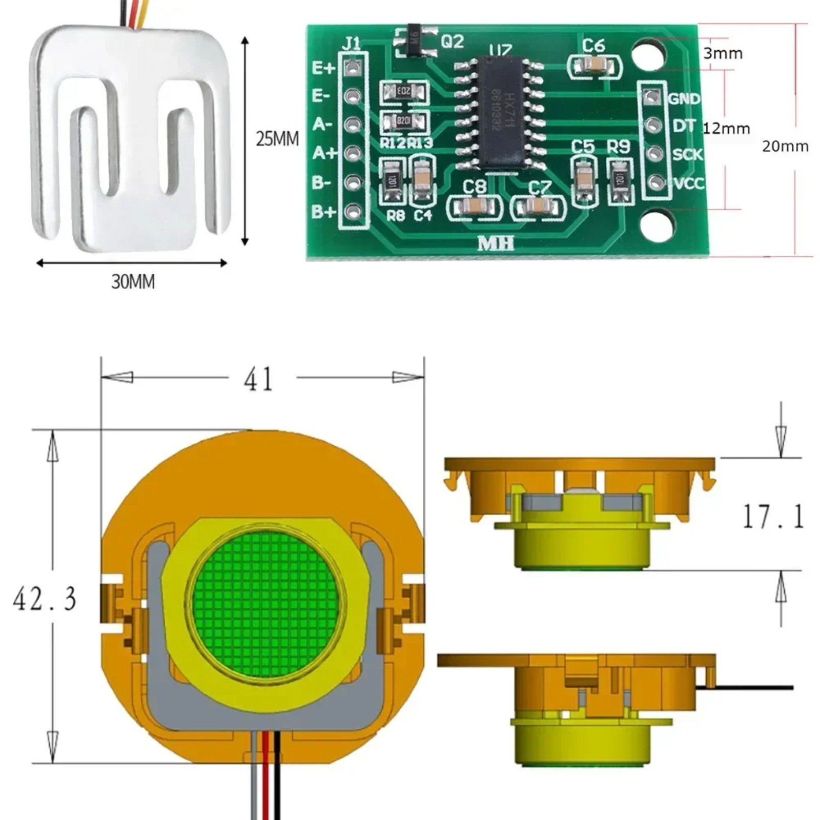 Sensor Kit Arduino - DIYmall 50KG 로드셀 무게 센서(HX711 증폭기